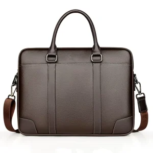 Men’s PU Leather Slim Executive Briefcase Custom Black Handbag Messenger Bag 2 Way Use for Business & Laptop