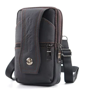 Men’s PU Leather Waist Pack Waterproof Large Size Crossbody Bag Can Be Customized logo