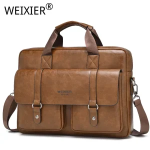 Men’s PU Retro Briefcase Multi Pocket Handheld & Crossbody Shoulder Bag office bag for men leather