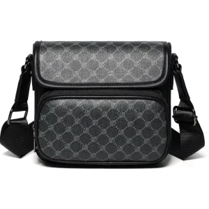 Men’s PU Shoulder Crossbody Bag Slant Flip Closure Waterproof Business Elite Satchel Daily Use Bag