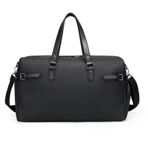 Mens PVC Travel Duffel Bag with Polyester Lining Business Elite Style Waterproof Lightweight High Capacity for Business Trips
