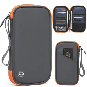 Men’s Passport Bag RFID Anti theft Brush Zipper Passport Bag Travel Document Storage Bag