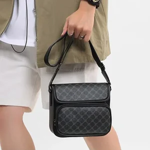 Men’s Polyester PU Leather Shoulder Bag Business Handbags with Removable Strap for Office Daily Use and Multiple Carrying Ways
