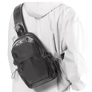 Men’s Polyester Waterproof Crossbody Travel Shoulder Bag with USB Port