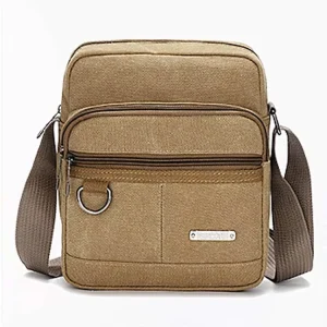 Men’s Portable Canvas Messenger Crossbody Bag Black
