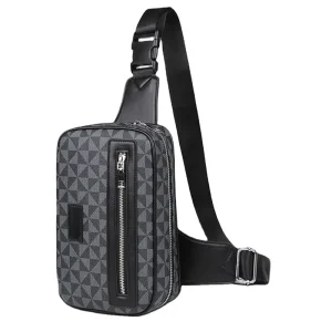 Men’s Printed Crossbody Bag Casual Trend Knight Bag Can Customize logo and Pattern PU Men’s Chest Bag