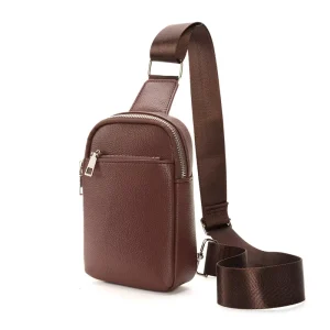 Mens Pu Fashion Zipper Chest Bag Crossbody Backpack Waterproof Lightweight Sports Outdoor Casual Streetwear Mini Phone Pack