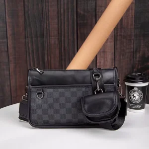 Men’s Pu Single Shoulder Bag Casual Classic Business Crossbody Backpack Large Capacity Commuting Outdoor Fashionable