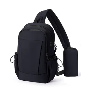 Men’s RFID Blocking Anti Theft Crossbody Bag Water Resistant 9 Pocket Sling Backpack Sturdy SBS Zippers for Travel Work Hiking