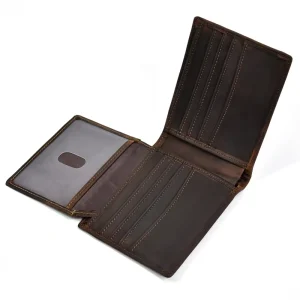Men’s RFID Blocking Cards Wallet Real Leather Bifold Stylish 2 ID Window Front Pocket Leather Wallet