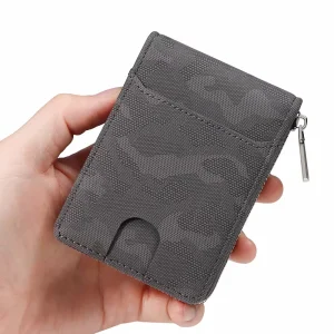 Men’s RFID Blocking PU Leather Wallet Zipper Closure 4 Inch 80g Large Capacity Multi Function Credit Card Purse