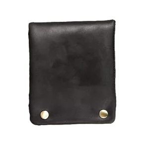 Men’s RFID Blocking Vintage Retro Black Genuine Cow Leather Wallet Button Large Size Coin Purse