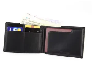 Men’s RFID Leather Wallet with Cover Closure Mini Pen Holder Short Length RFID Passport Bag and Coin Purses