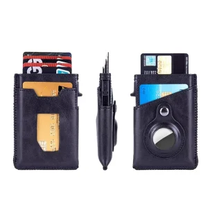 Men’s RFID Protected PU Leather Wallet Slim Side Push Pop up Card Holder Customizable Logo High Credit Card Bag
