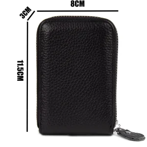Men’s Real Pickup Bag Multiple Card Slots Ultra-Thin ID Card Bag RFID Zipper ID Bag