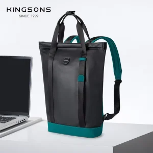 Men’s Recycled PU Backpack Fits 14-inch Laptop Durable Daily Backpack with Handle and Shoulder Strap