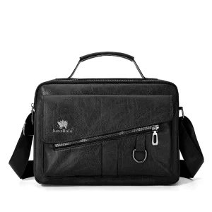 Men’s Retro Business Crossbody Messenger Bag Casual Versatile Shoulder PU Handbag with Zipper Closure