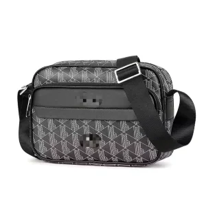 Men’s Retro Camera Bag Vintage Sling Style Genuine Leather PU Adjustable Strap Zipper Closure Stylish Logo Button Letter Summer