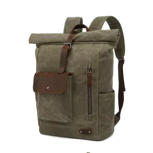 Men’s Retro Classic Vintage Canvas Backpack Zipper Cotton Stylish Computer Travel Laptop Bag Students Outdoor Adventures