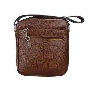 Men’s Retro Fashion Vertical Genuine Leather Handbag Travel Crossbody Bag Business Bag