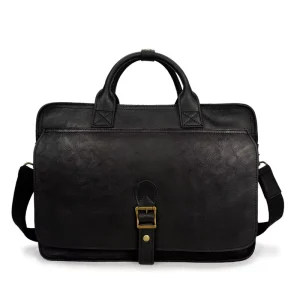 Men’s Retro Leather Handbag Laptop Tote Business Briefcase Shoulder Crossbody Bag Office Use Conference Bag
