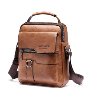 Men’s Retro PU Leather Portable Business Casual Shoulder Bag High Quality Fashion Crossbody Bag