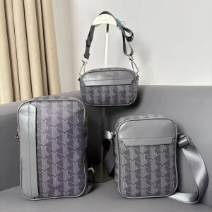Men’s Retro-Printed PU Crossbody Bag Horizontal Style with Polyester Lining for Mobile Phone Cosmetics Casual Fashion