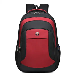 Men’s Retro Red Oxford Sport Backpack Waterproof Zipper Closure Polyester Customizable Logo