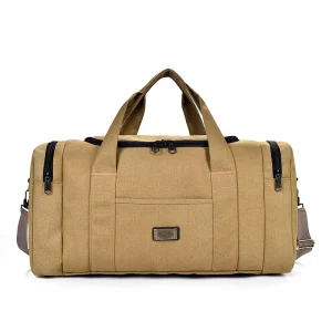 Men’s Retro Shoulder Travel Bag Large Capacity Encrypted Canvas Fashionable Work Wear resistant Long Distance Hand Luggage