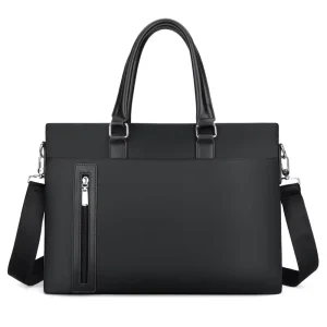 Men’s Retro Style Oxford Business Briefcase Durable Waterproof Hard Bag Zipper Closure for Laptops Tablets for Office Travel