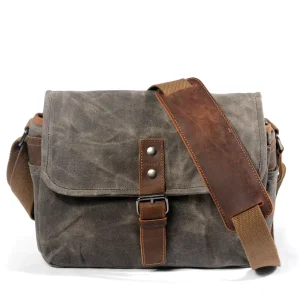 Men’s Retro Vintage Genuine Leather Canvas Messenger Bag Luxury Style For Outdoor Work & Camera Shoulder Laptop Bag