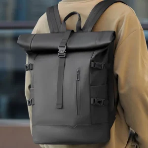 Men’s Roll Top Business Backpack Large Capacity Laptop Bag for Commute Travel Custom Logo Available
