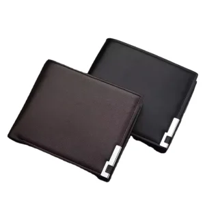 Men’s Short Leather Wallet Iron Edge Multicard Trendy Korean Style Horizontal Money Clip Card Bag