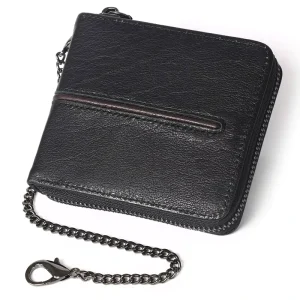 Men’s Short Zipper Leather Wallet RFID Coin Bag Anti theft Brush Multi function Wallet
