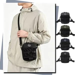 Men’s Shoulder Bag Casual Oxford Small Phone Bag Waterproof Crossbody Bag with Zipper Closure Adjustable Strap