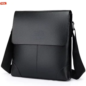 Men’s Shoulder Bag, Flip Top, Trendy Fashion, Casual PU Leather Messenger Bag
