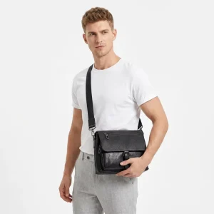 Men’s Shoulder Bag Messenger Bag PU Leather Japan Style Durable Business Sport Outdoor Use