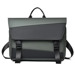 Men’s Shoulder Bag New Business Travel Crossbody Bag Large Capacity Simple Fashion Sports Messenger Bag PU Waterproof