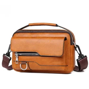 Men’s Shoulder Bag New Factory Direct Sale Cross-Border Messenger Bag PU Waterproof Zipper Ultra-Light Business Travel