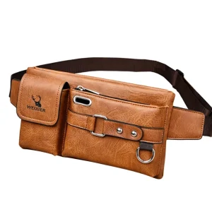 Mens Shoulder Crossbody Bag Summer Tactical Chest Pack Phone Waist Buttock Bag Chest Pouch PU Belt Bag String Closure Vintage