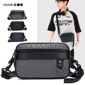 Mens Shoulder Crossbody Sling Clutch Bag Casual All Match Waterproof Breathable Durable PU Polyester Large Capacity