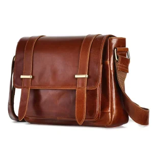 Men’s Shoulder Fashionable PU Leather Crossbody Bag Small Flip Style Messenger Bag with Zipper Pocket for Street Style
