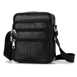 Men’s Side Bag Small Shoulder Strap Crossbody Bag Leather Men’s Genuine Leather Crossbody Messenger Bag