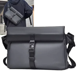 Men’s Simple Crossbody Bag Fashion PU Shoulder Large Capacity Messenger Business Briefcase Chest Bag