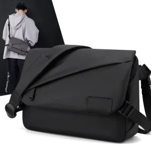 Men’s Simple Crossbody Bag Fashion Single Shoulder Nylon Large Capacity Water Resistant Messenger Bag Business Briefcase
