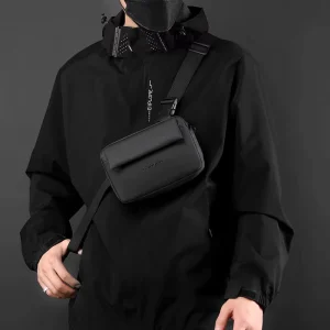 Men’s Simple Shoulder Bag Crossbody Waist Bag for Outdoor Travel Nylon with Character Pattern