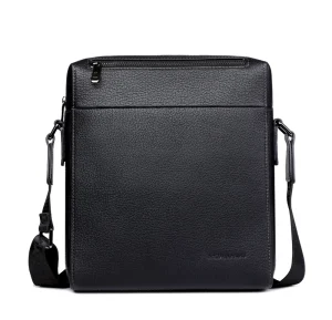 Men’s Simple Versatile Genuine Leather Shoulder Bag Large Capacity Multiple Layers Business Commuting Crossbody