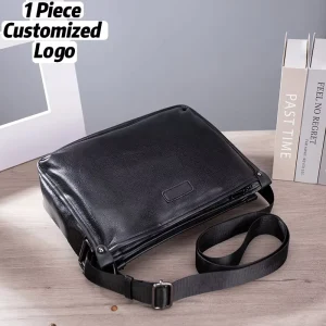 Men’s Single-Shoulder Crossbody Bag Casual Trendy PU Material Durable Large Capacity Simple Men’s Bag
