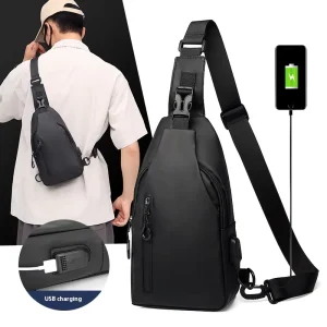 Men’s Single Shoulder Crossbody Chest Bag Outdoor Large Capacity Simple Casual Nylon Material Fashion