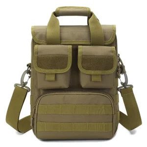 Men’s Single Shoulder Fashion Tactical Tool Bag Crossbody Handbag Canvas Lining Zipper Closure Solid Nylon